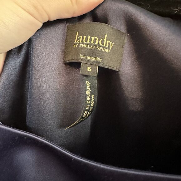 Laundry Shelli Segal Blue Sequin Bow One Shoulder Cocktail Party Dress Holiday 6 - Picture 2 of 9